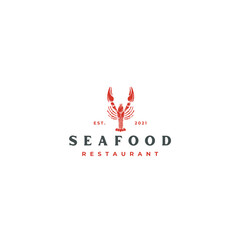 Elegant seafood restaurant logo design with a vibrant red lobster illustration for upscale dining branding and modern food industry advertising campaigns