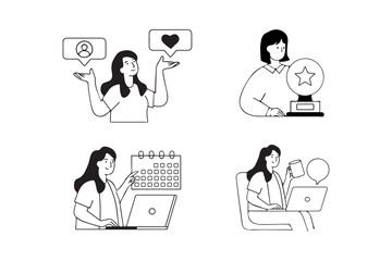 Stock image naming for business people icons: A set of vector business people icons as stick figures and silhouettes for office, team, and finance illustration