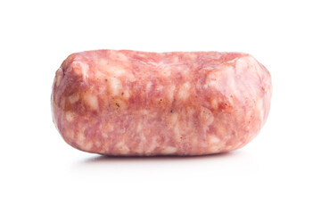 Photo of italian sausage salsiccia isolated on white background.