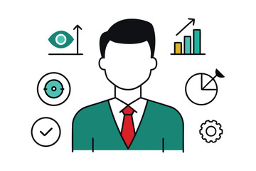 Corporate Businessman Vector Icon | Professional Office, Leadership, Manager, and Business Concept Illustration