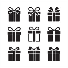 Set of colorful gift boxes with ribbons and bows vector illustration