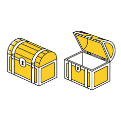 Simple Vector Icon Illustration Set of Treasure Chests