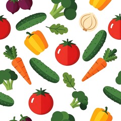 Colorful Vegetable Seamless Pattern.