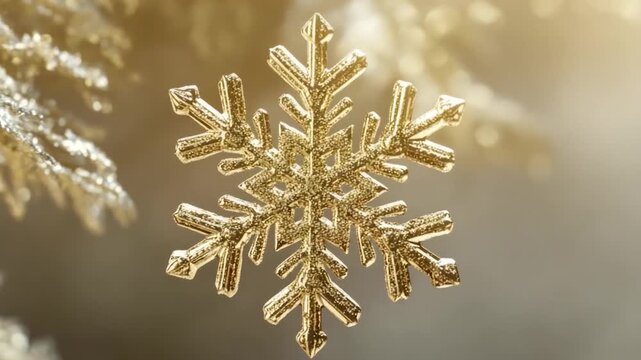 Snowflake on tree branch