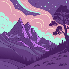 Obraz premium Galactic Mountainscape