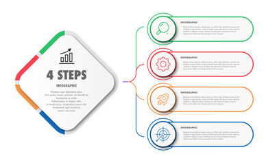 Infographic 4 step design template for presentation, banner, flow chart, web site, diagram, workflow layout vector 10 eps