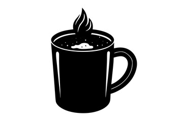 Hot Cocoa Mug silhouette vector,  Cocoa Mug black symbol
