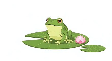 Fototapeta premium Green Frog on Lily Pad.