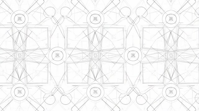 Abstract scribbled geometric shapes animation on white background