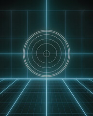 Futuristic grid background neon grid glowing target digital grid abstract technology blue neon virtual reality sci fi hologram cyber grid with calm precision vibes