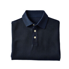 Casual polo shirt navy folded transparent background everyday mens fashion wear