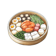 oden japanese food hand drawn illustration