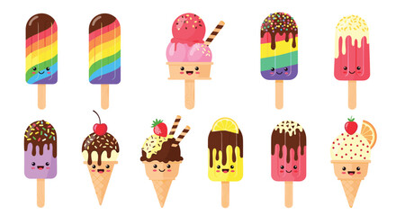 A delightful collection of cute and colorful ice cream treats.