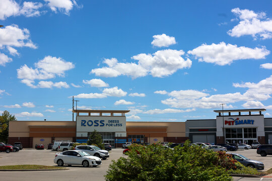 Clarksville,  Indiana USA August 24, 2025: A  view of Ross and Pet Smart department store parking lot in Clarksville, Indiana