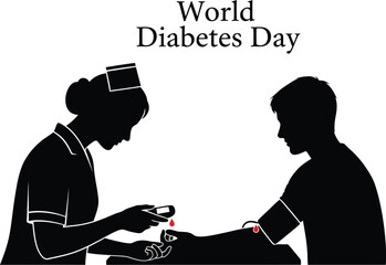 Nurse taking blood sample from patient for world diabetes day medical and healthcare concept