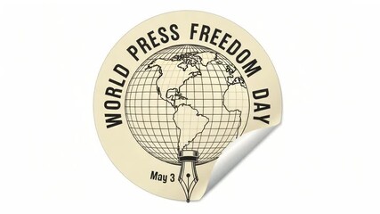 World press freedom day sticker isolated on white background