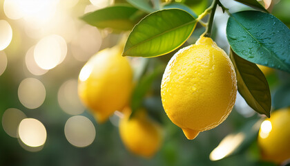 lemons on a tree with bokehs
