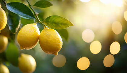 lemons on a tree with bokehs