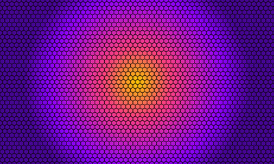 Vibrant abstract geometric pattern with a radiant gradient of purple to orange hues