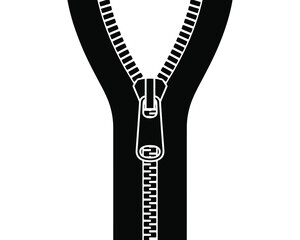 Naklejka premium Close up black and white illustration of an open zipper