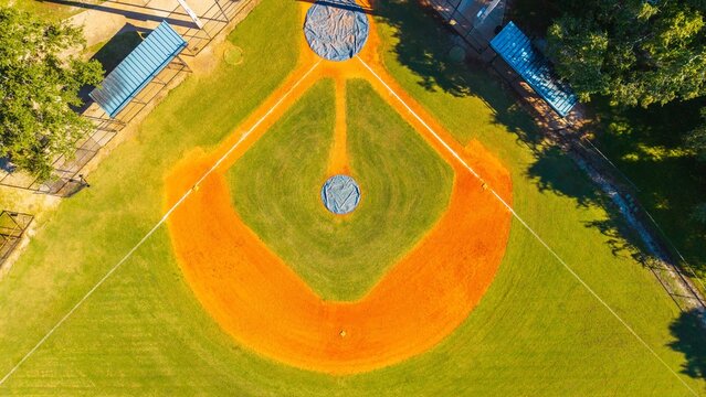 Drone straight down view of a Baseball Diamond