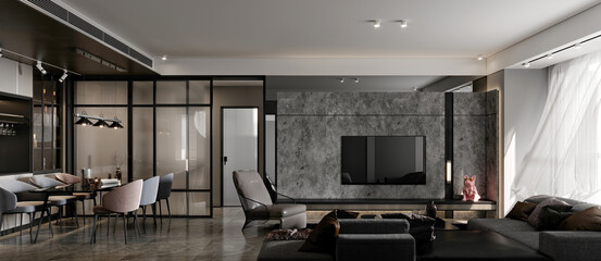 3d render of modern living room