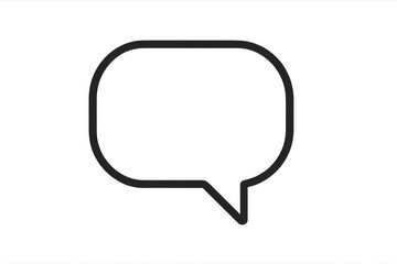 Naklejka premium Speech bubble outline icon. Minimalist black line symbol indicating chat, messaging, and communication. Transparent background