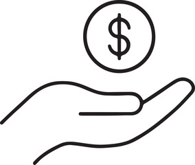 Minimalist Hand Holding Dollar Icon