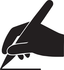 Minimalist Pointing Hand Icon with pen