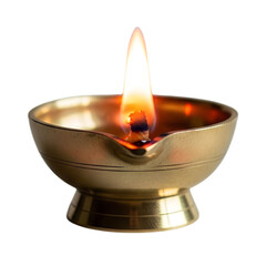 Traditional Brass Diya with Pedestal Base and Flame — Ideal for Diwali, Puja, and Cultural Design Themes