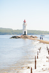 Lighthouse Tokarevskaya koshka with vane anemometer in Vladivostok