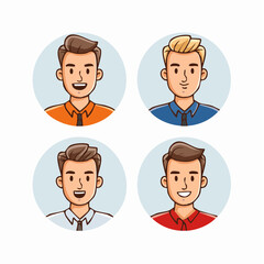 Fototapeta premium Diverse Men's Heads with Various Hairstyles and Shirts
