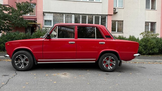 red retro car Zhiguli Lada