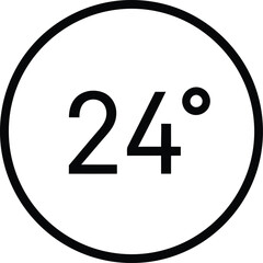 24 Degrees Celsius Icon temperature weather symbol forecast climate measurement thermometer warm hot circle black white twenty four