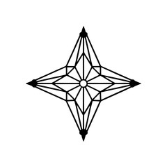 Geometric star shape outline on transparent background