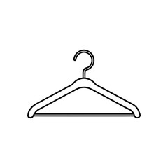 Simple clothes hanger outline on transparent background