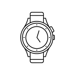Simple wristwatch outline art on transparent background
