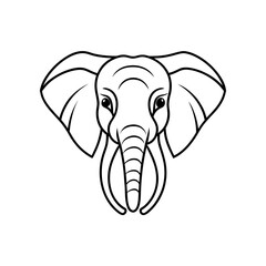 Elephant head outline drawing on transparent background