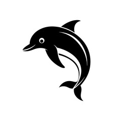 Blue dolphin jumping curve shape vector illustration elegant marine wildlife art