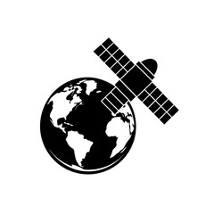 Naklejka premium Blue satellite orbiting earth vector illustration scalable graphic space exploration technology icon