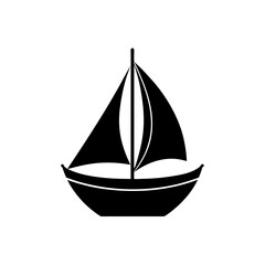 Simple blue sailing boat vector icon illustration for maritime and travel themes