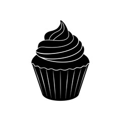 Delicious chocolate cupcake with swirled pink frosting vector illustration sweet treat