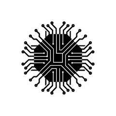 Scalable vector silhouette illustration of a detailed circuit board pattern