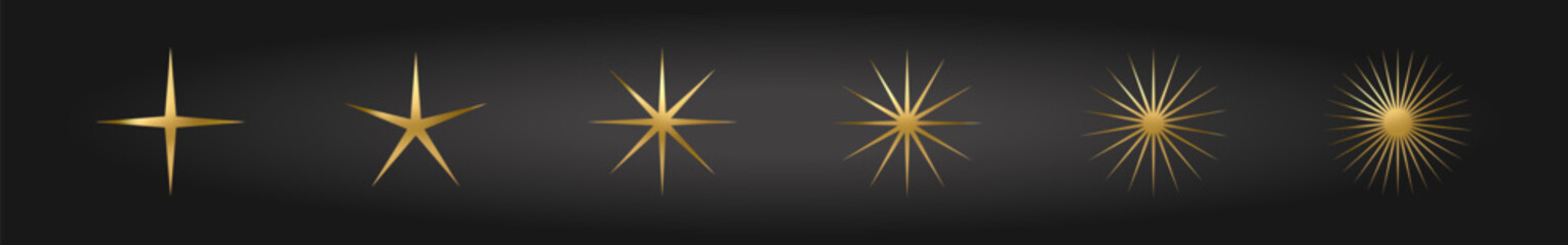 Fototapeta premium Gold Star icon set. Holiday stars art