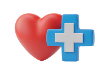 Obraz premium 3d illustration icon of Healthy heart and medical assistance concept . Isolated on transparent background, png