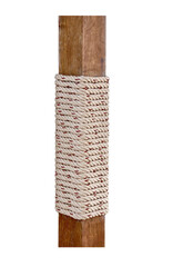 A close-up of a scratching post for cat