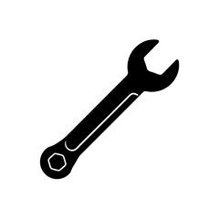 Simple silver wrench tool vector illustration scalable icon for engineering and repair concepts