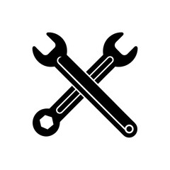 Silver wrench and crossed tool icon vector illustration scalable eps graphic design element