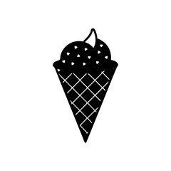 Delicious strawberry ice cream cone with chocolate chips vector illustration scalable eps icon
