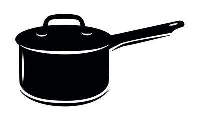 Cooking pot icon vector flat cartoon and line outline stroke simple graphic illustration, kitchen pot saucepan pictogram sign